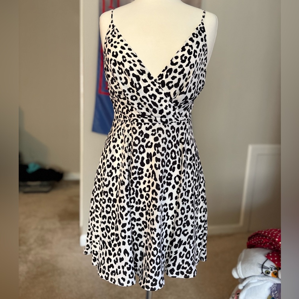 Express Black and White Cheetah Print Short Dress
